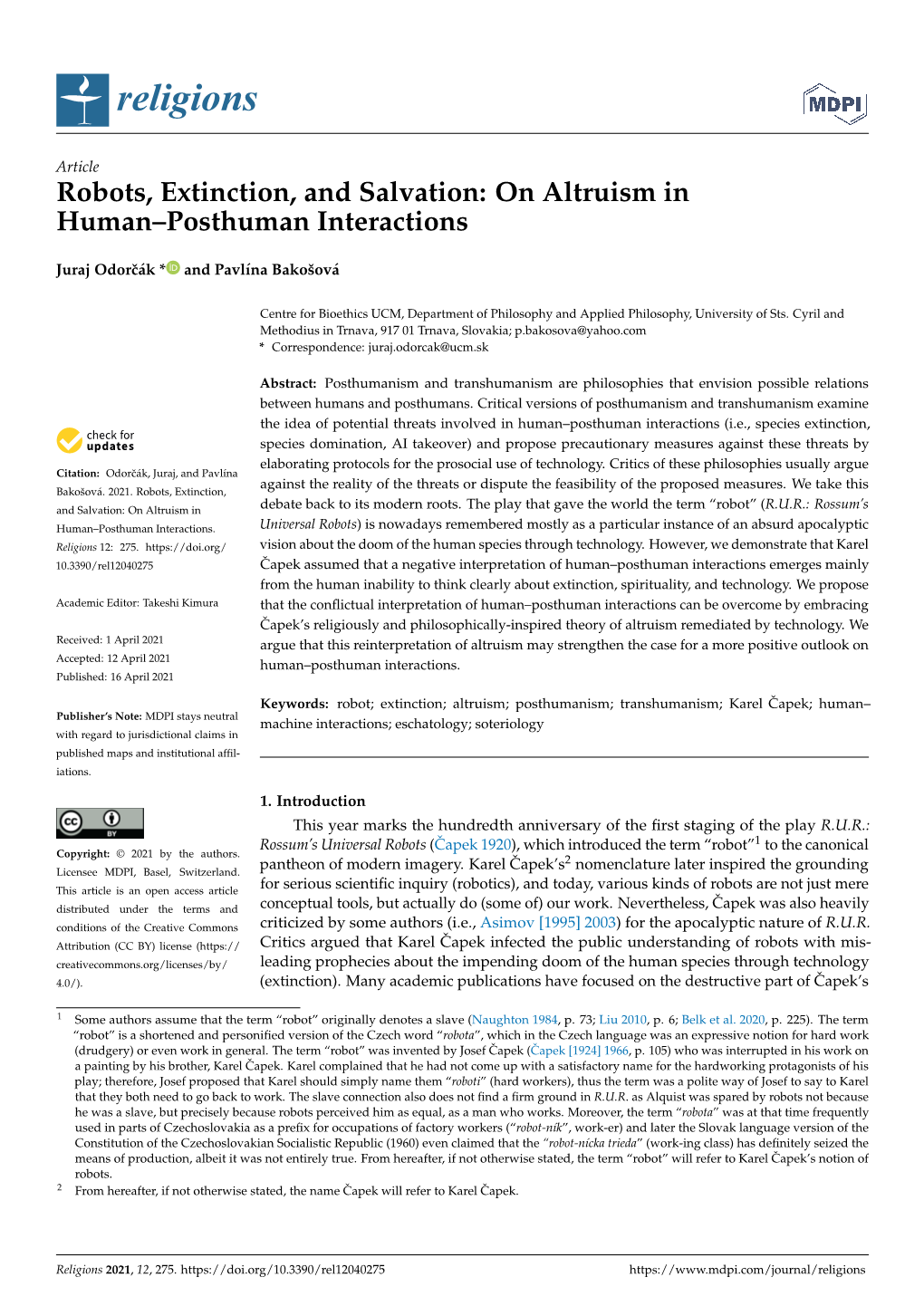 Robots, Extinction, and Salvation: on Altruism in Human–Posthuman Interactions