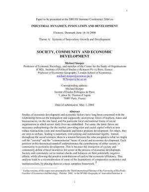 Society, Community and Economic Development