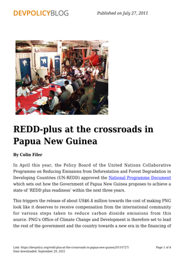REDD-Plus at the Crossroads in Papua New Guinea