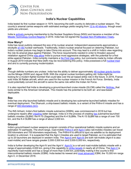 India's Nuclear Capabilities