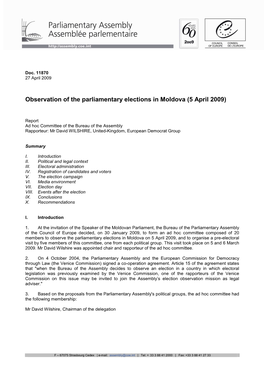 Observation of the Parliamentary Elections in Moldova (5 April 2009)