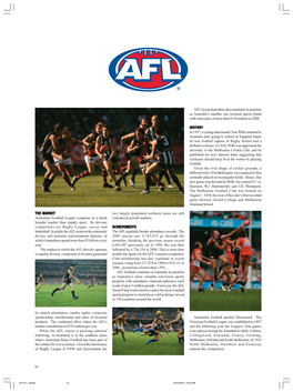THE MARKET Australian Football League Competes in a Much