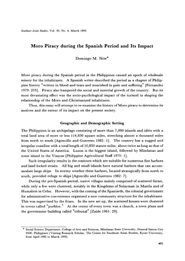 Moro Piracy During the Spanish Period and Its Impact