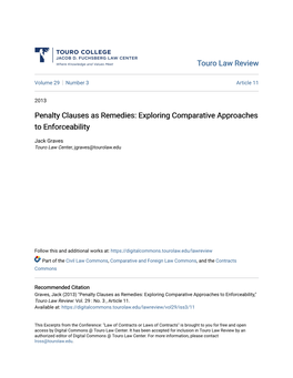 Penalty Clauses As Remedies: Exploring Comparative Approaches to Enforceability