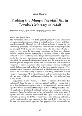 Probing the Manga Topoet(H)Ics in Tezuka's Message to Adolf