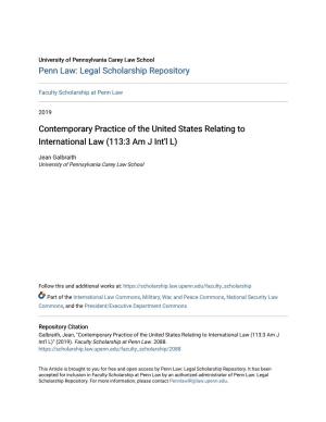 Contemporary Practice of the United States Relating to International Law (113:3 Am J Int'l L)