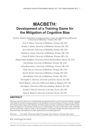 MACBETH: Development of a Training Game for the Mitigation of Cognitive Bias