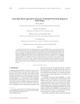 Fuzzy Rule–Based Approach for Detection of Bounded Weak-Echo Regions in Radar Images