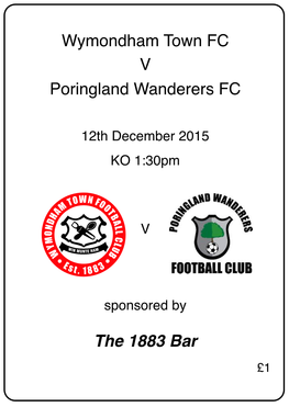 WTFC 1St Team V Poringland Wanderers 12Th December 2015