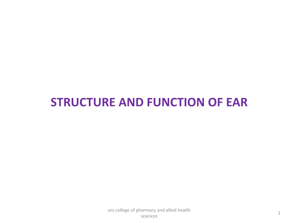 Structure and Function of Ear