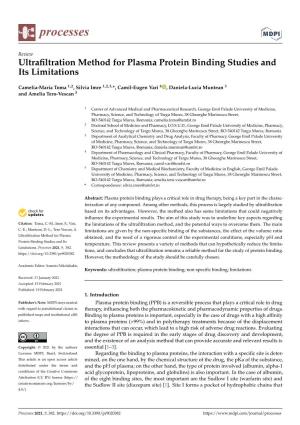 Ultrafiltration Method for Plasma Protein Binding Studies and Its