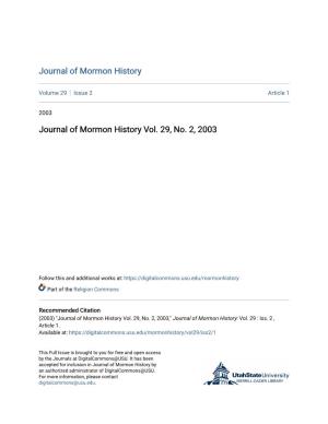 Journal of Mormon History Vol. 29, No. 2, 2003