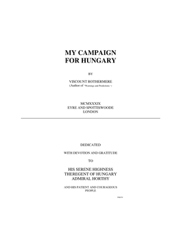 My Campaign for Hungary