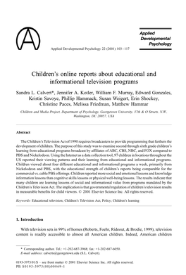 Children's Online Reports About Educational and Informational Television Programs