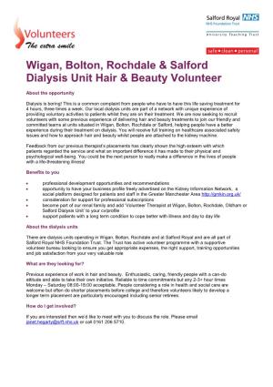 Wigan, Bolton, Rochdale & Salford Dialysis Unit Hair & Beauty Volunteer