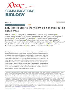 Nrf2 Contributes to the Weight Gain of Mice During Space Travel