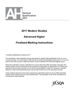 2017 Modern Studies Advanced Higher Finalised Marking Instructions