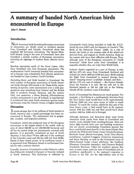 A Summary of Banded North American Birds Encountered in Europe
