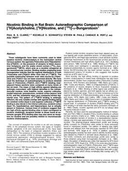 Nicotinic Binding in Rat Brain: Autoradiographic Comparison of [3H]Acetylcholine, [3H]Nicotine, and [‘251]-~-Bungarotoxin1