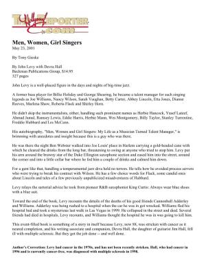Men, Women, Girl Singers May 23, 2001
