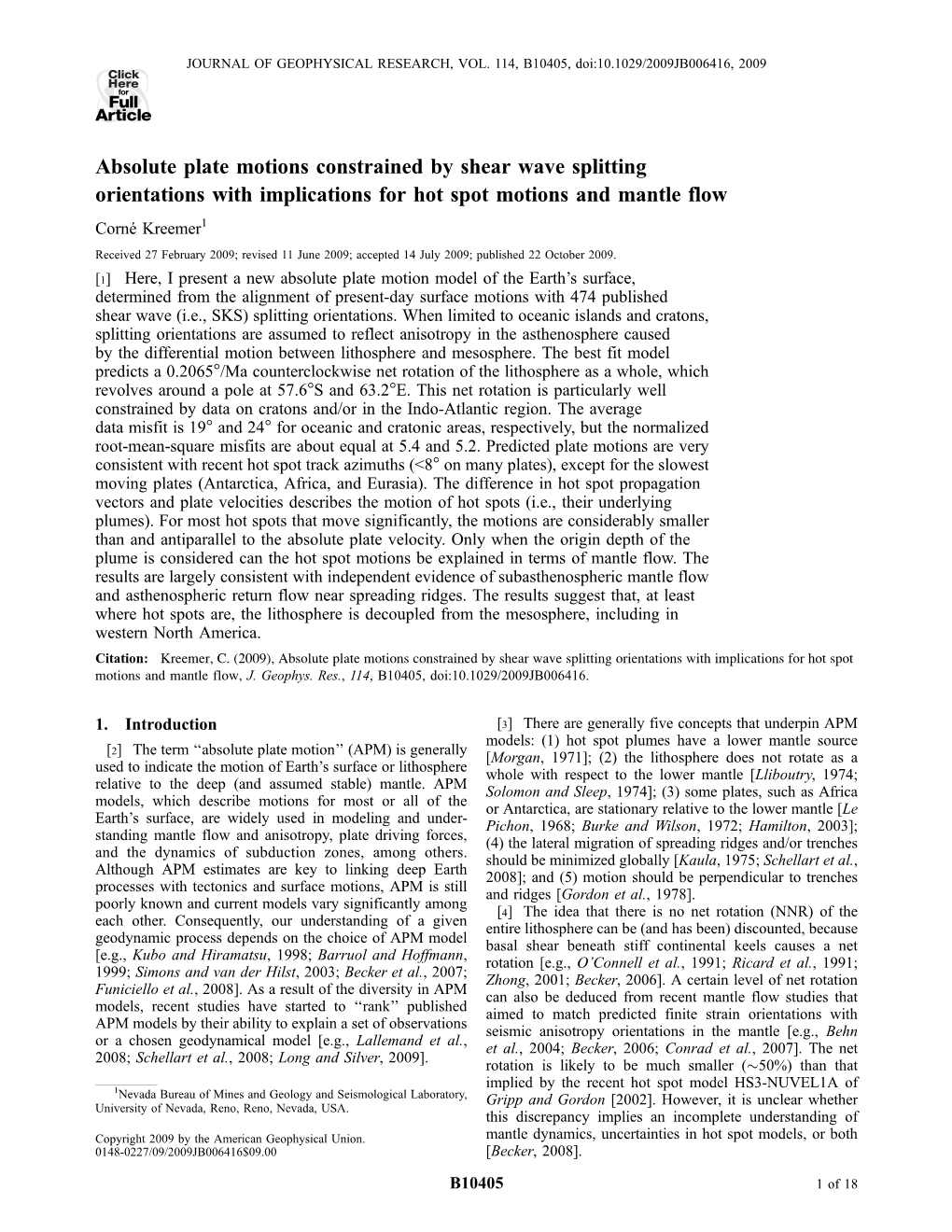 Absolute Plate Motions Constrained By