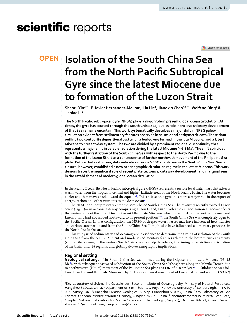 Isolation of the South China Sea from the North Pacific Subtropical Gyre