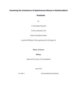 Examining the Coexistence of Splachnaceae Mosses in Newfoundland Peatlands