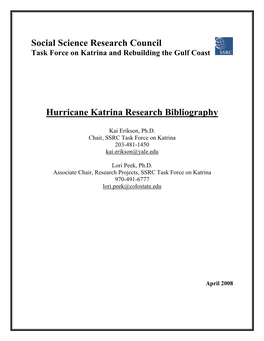 Hurricane Katrina Research Bibliography