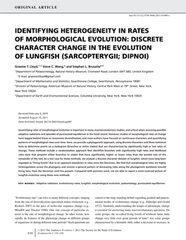 Identifying Heterogeneity in Rates of Morphological Evolution: Discrete Character Change in the Evolution of Lungfish (Sarcopterygii; Dipnoi)