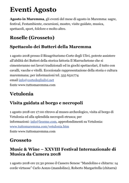 Eventi Agosto