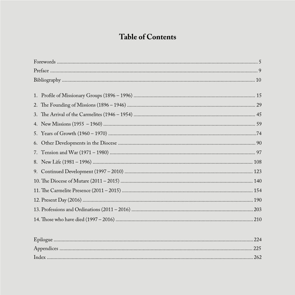 Table of Contents