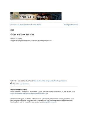 Order and Law in China