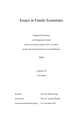 Essays in Family Economics