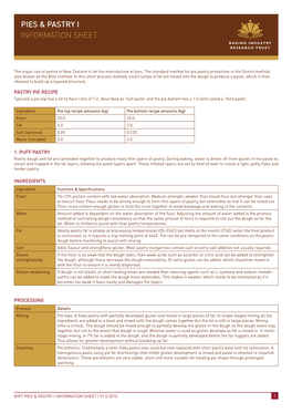 Pies & Pastry I Information Sheet
