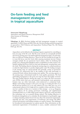 On-Farm Feeding and Feed Management Strategies in Tropical Aquaculture