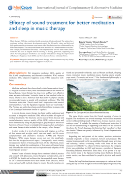 Efficacy of Sound Treatment for Better Meditation and Sleep in Music Therapy
