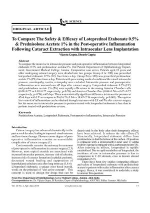 To Compare the Safety & Efficacy of Loteprednol Etabonate 0.5