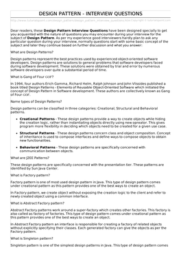 Design Pattern Interview Questions