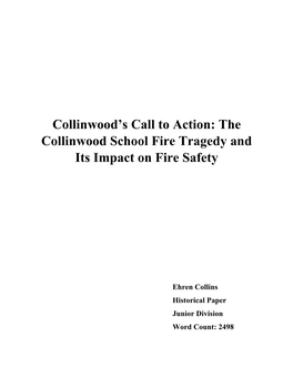 The Collinwood School Fire Tragedy and Its Impact on Fire Safety