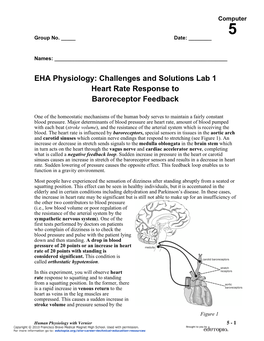 Edutopia Lab 1 Heart Rate Response to Baroreceptor Feedback