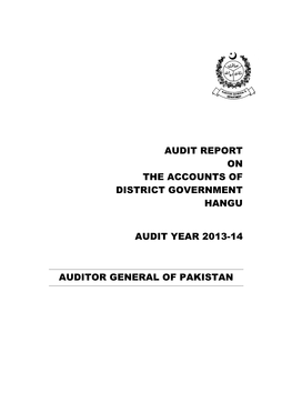 Audit Report on the Accounts of District Government Hangu