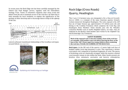 Rock Edge Site Has Been Carefully Managed by the Oxford City Park Ranger Service, Together with the Oxfordshire Rock Edge (Cross Roads) Geology Trust