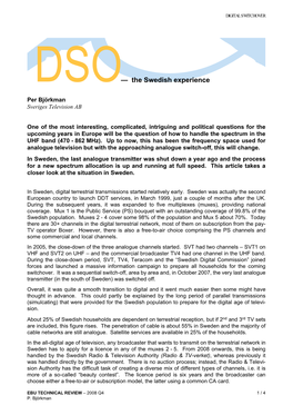 DSO — the Swedish Experience