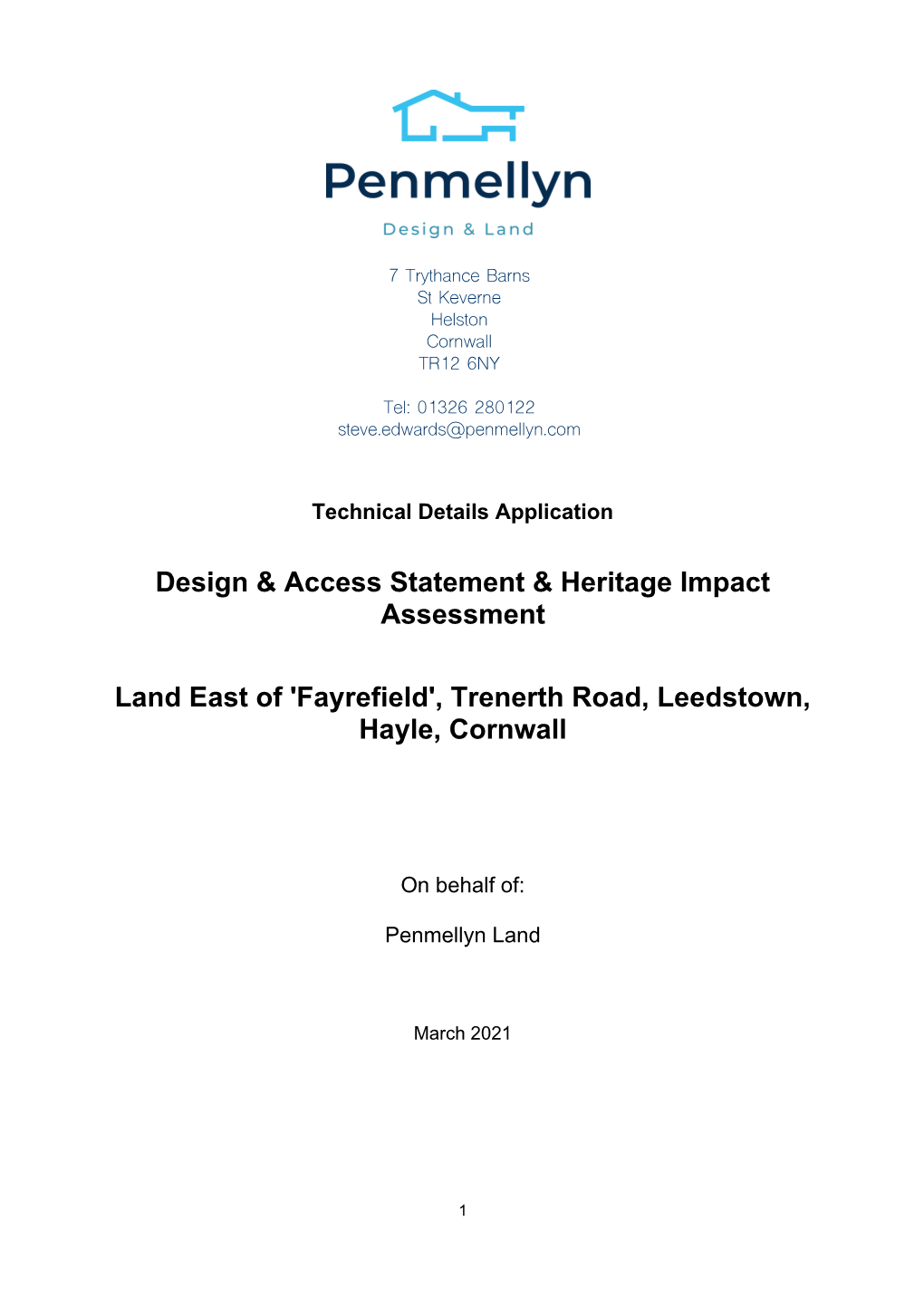'Fayrefield', Trenerth Road, Leedstown, Hayle, Cornwall
