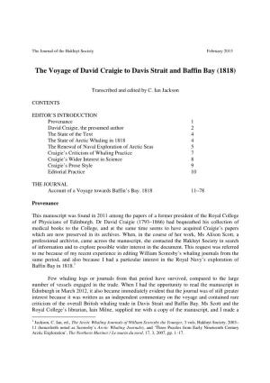 The Voyage of David Craigie to Davis Strait and Baffin Bay (1818)