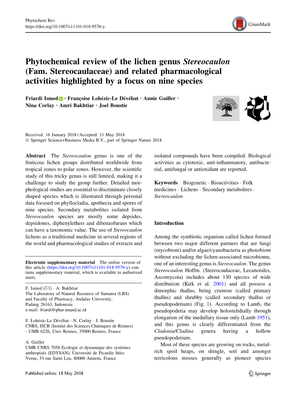 Phytochemical Review of the Lichen Genus Stereocaulon (Fam