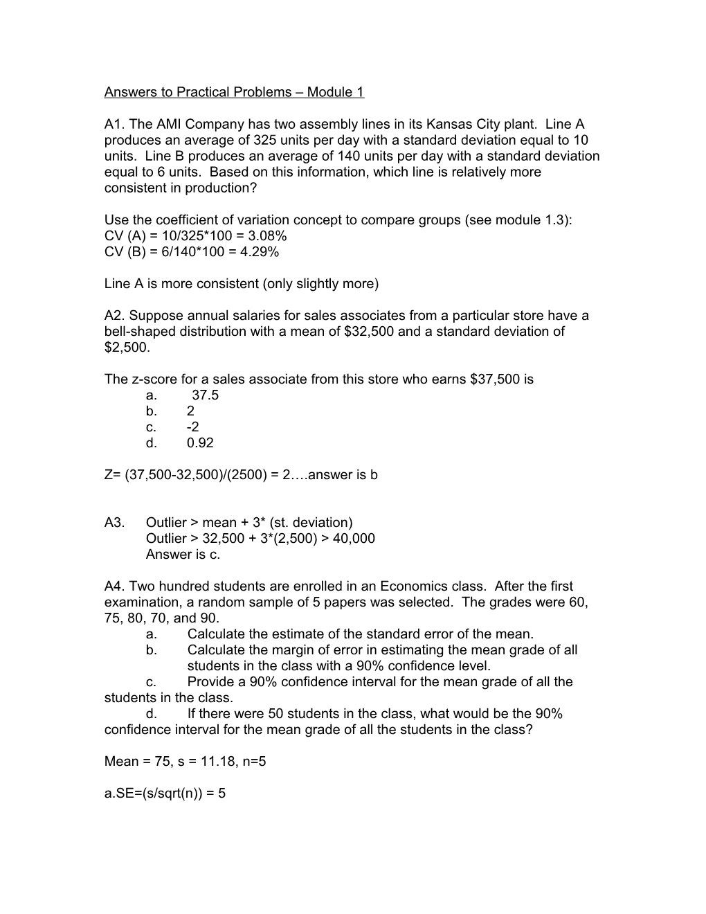 Answers to Practical Problems Module 1