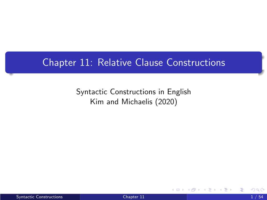 Chapter 11: Relative Clause Constructions