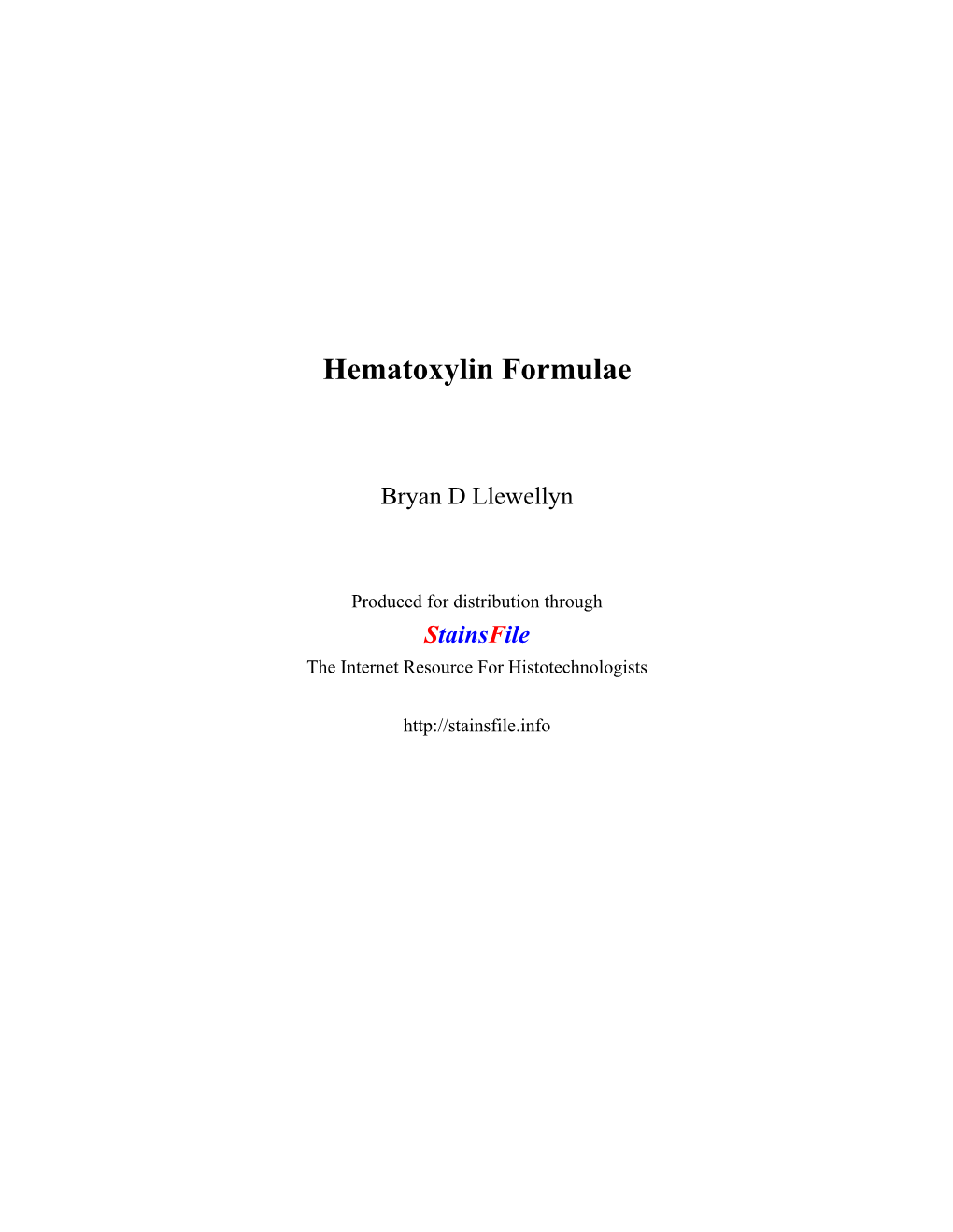 Hematoxylin Formulae