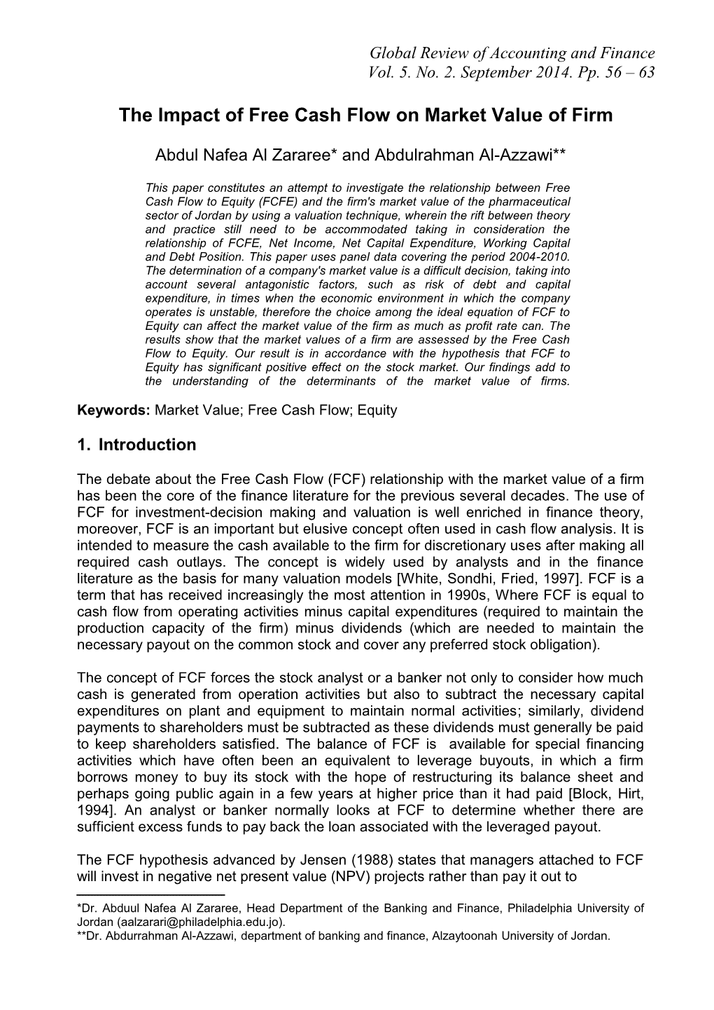 The Impact of Free Cash Flow on Market Value of Firm